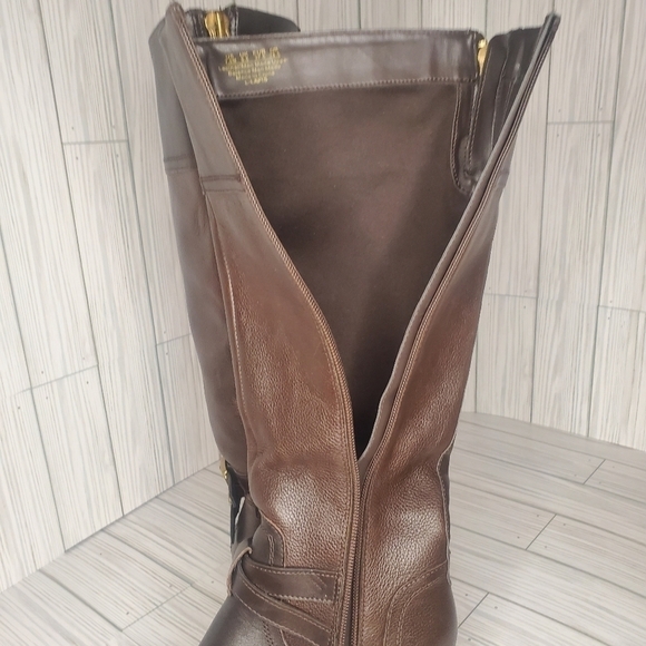 Franco Sarto L-Lapis Womens Riding Boots  Brown Leather 2” Heel Round - Picture 6 of 7